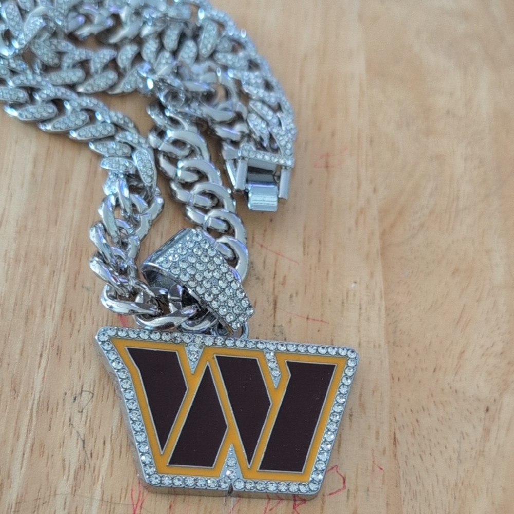 Unk Silver Cuban Link Necklace with Yellow and Brown Pavé W Pendant